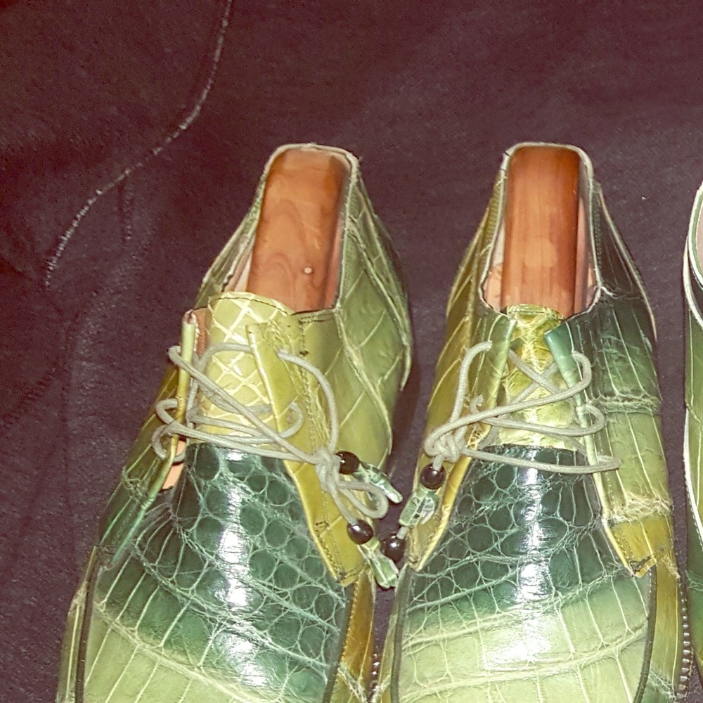 Men Green Alligator Shoes by Mauri